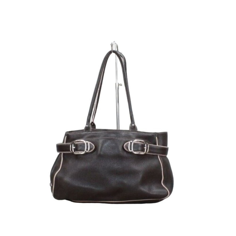 Cole Haan Brown Pebbled Leather Pink Lined Double Handle Tote Shoulder Bag - Picture 1 of 9